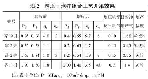 表2　增压+泡排组合工艺开采效果